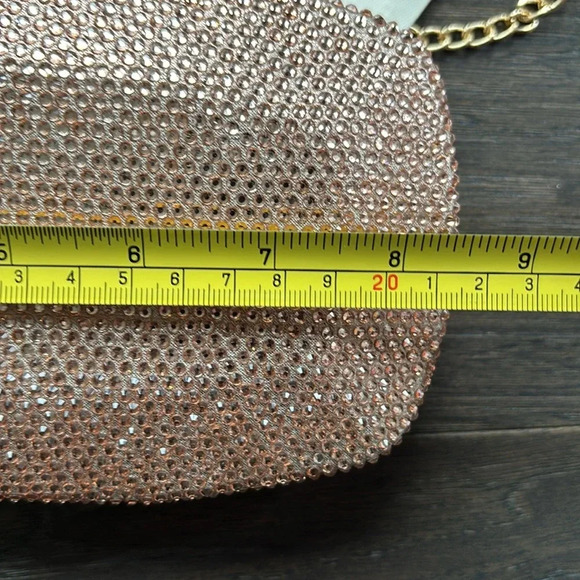 Rose Gold Rhinestone evening bag/clutch removable gold chain,rectangle-bevel cut - Picture 9 of 12
